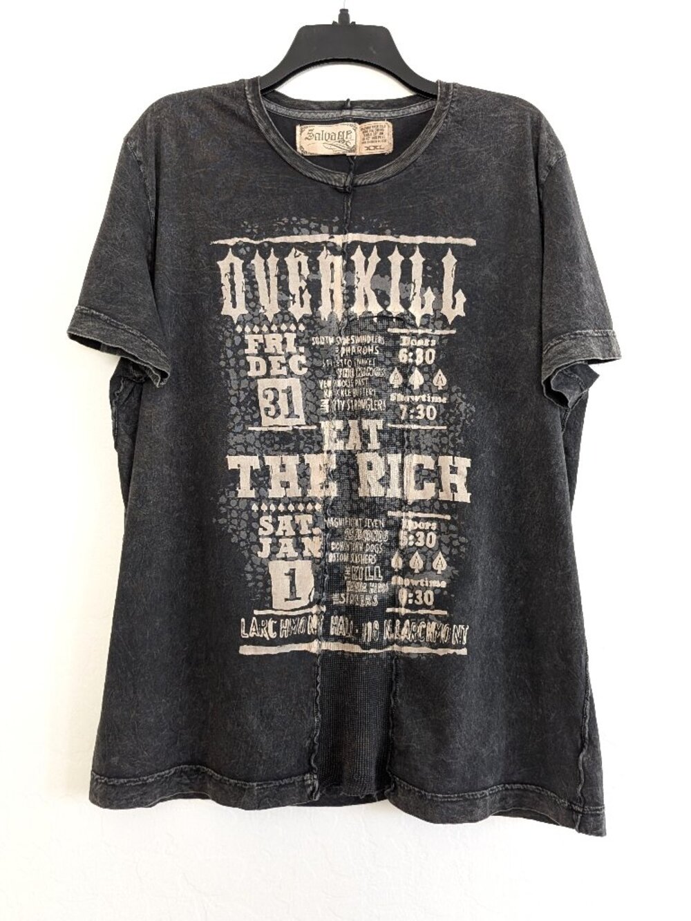 SALVAGE T Shirt Men's 2XL Black Graphic Overkill Eat The Rich Short Sleeve READ